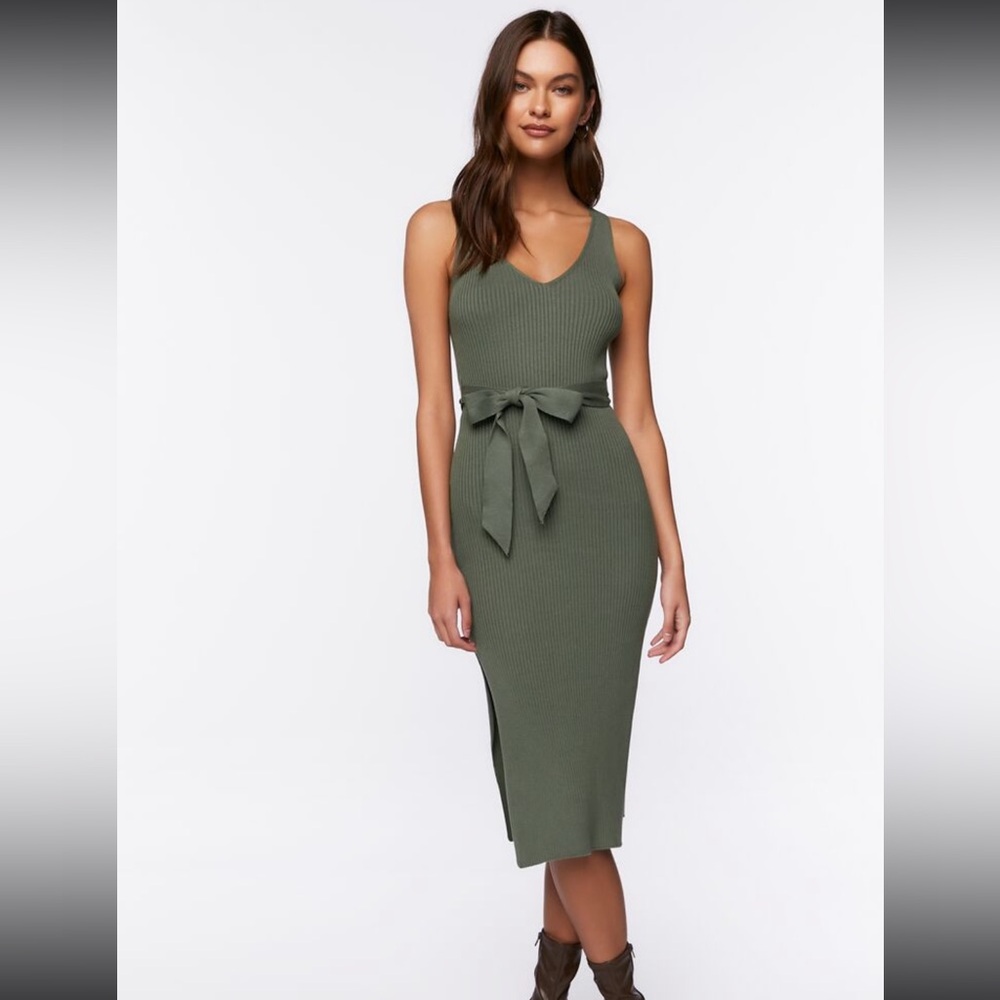 Forever 21 xs olive dress so comfy! Sweater knit dress